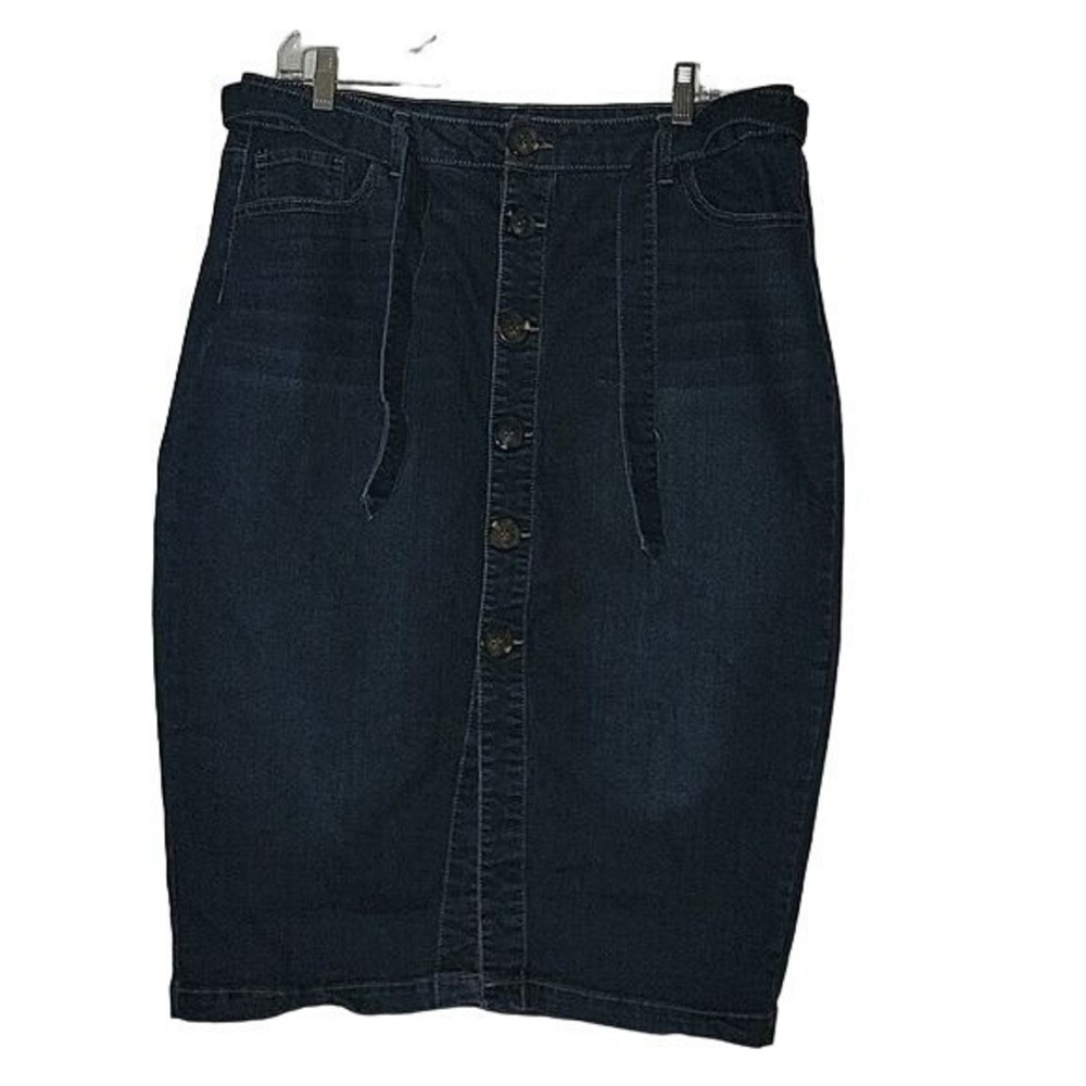 D JEANS Denim Button Front Belted Plus Size 16 Skirt Cottagecore Classic Summer